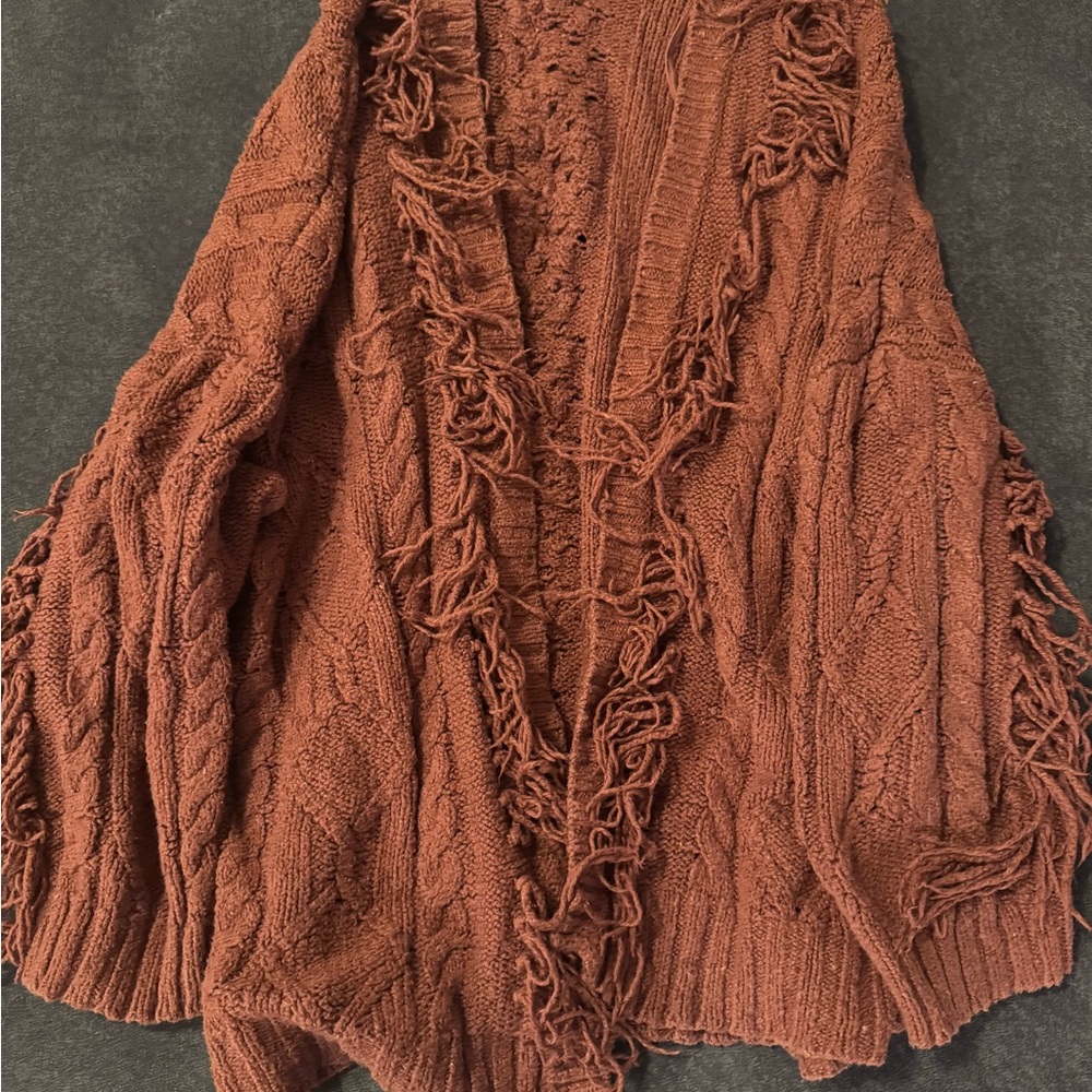 American Eagle Outfitters Rust Cable Knit Cardigan